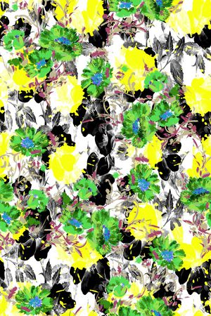 黑色背景花卉印花华亿平台图片