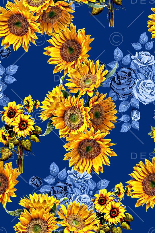 抽象手绘菊花花朵数码印花印花华亿平台图片