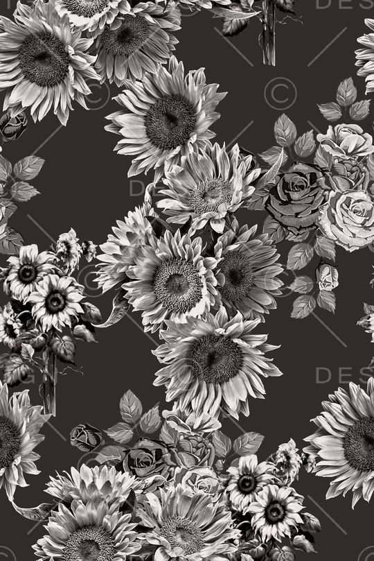 抽象手绘菊花花朵数码印花印花华亿平台图片