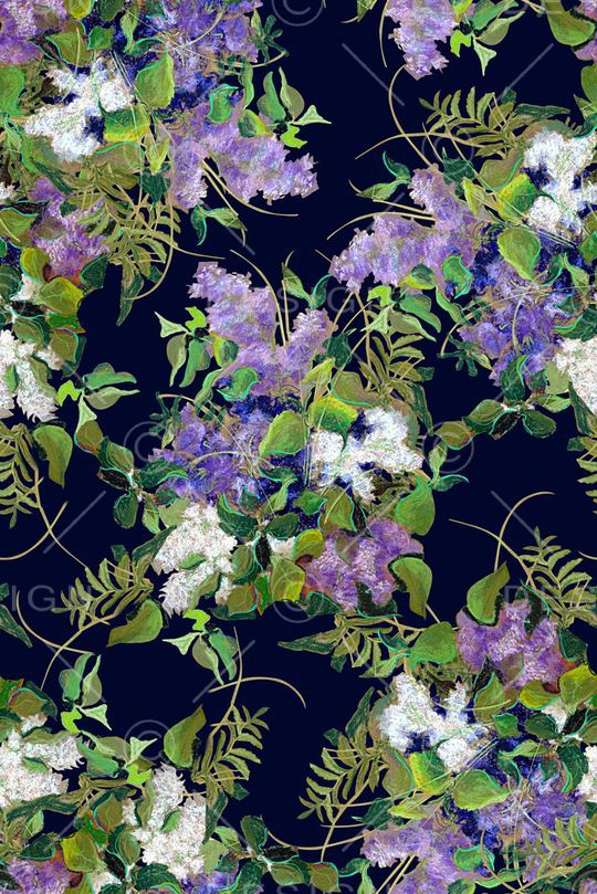 抽象手绘植物花卉数码印花印花华亿平台图片