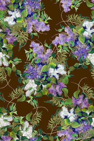 抽象手绘植物花卉数码印花印花华亿平台图片