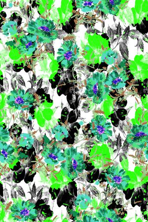 黑色背景花卉印花华亿平台图片