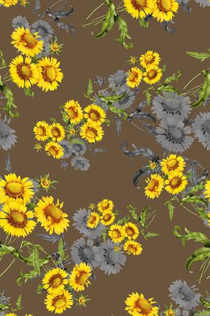 向日葵印花华亿平台图片