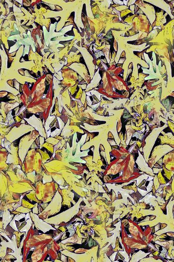 树叶印花华亿平台图片