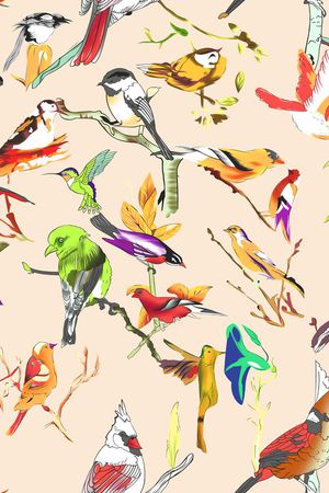 几何花鸟印花华亿平台图片