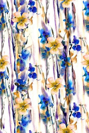 水彩花卉印花华亿平台图片