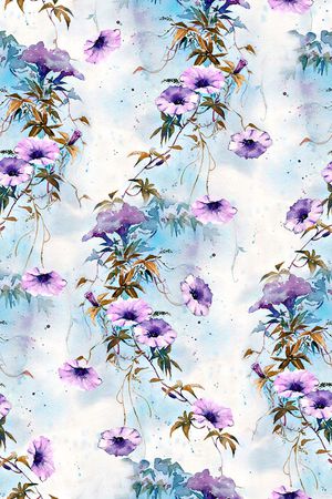 水彩花卉印花华亿平台图片