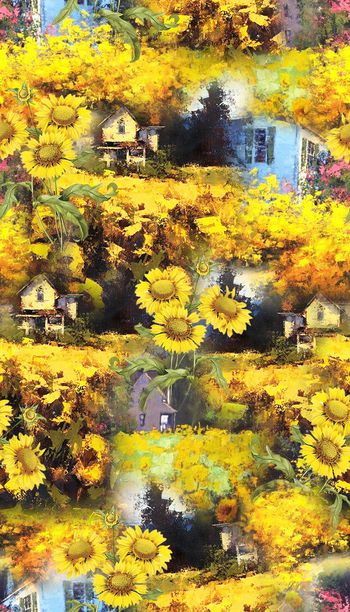 风景花卉印花华亿平台图片