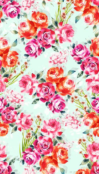 水彩花卉印花华亿平台图片