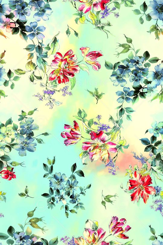 手绘花印花华亿平台图片