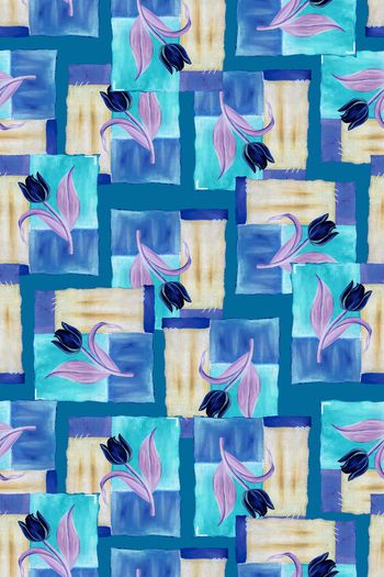 723910-油画郁金香色块蓝