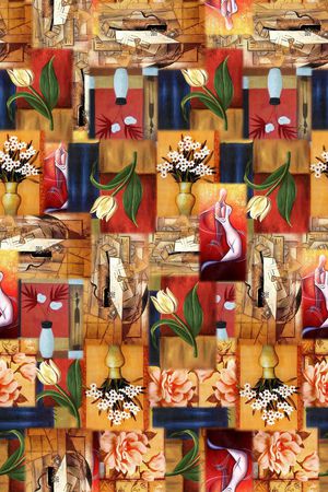 格子油画印花华亿平台图片