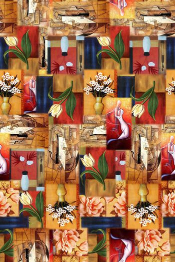 格子油画印花华亿平台图片