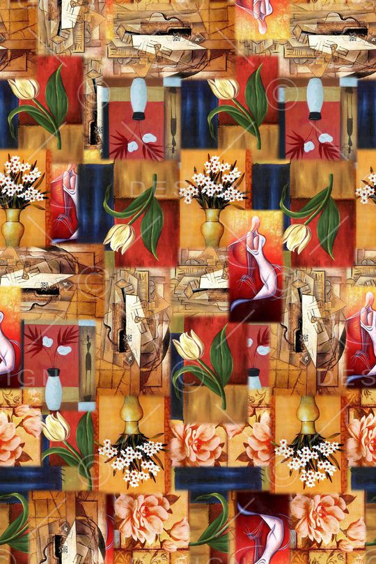 格子油画印花华亿平台图片