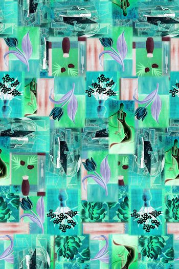 723940-各种油画色块绿