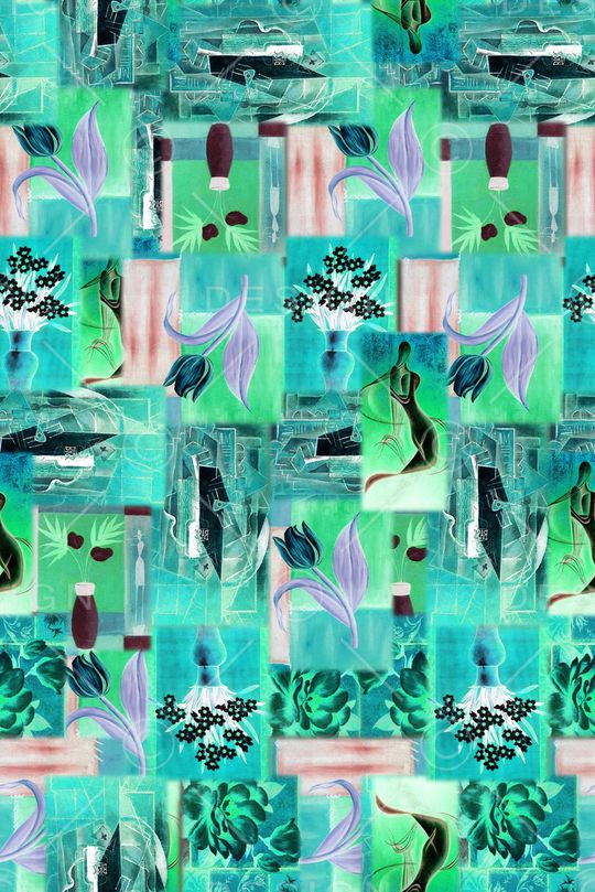 格子油画印花华亿平台图片