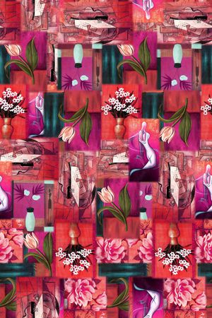 格子油画印花华亿平台图片