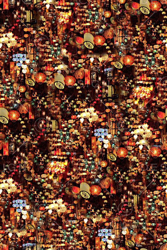 抽象手绘水彩灯笼数码印花印花华亿平台图片