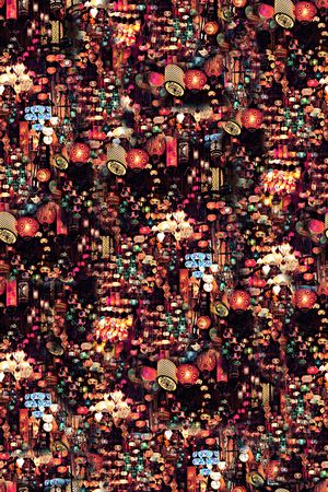 抽象手绘水彩灯笼数码印花印花华亿平台图片