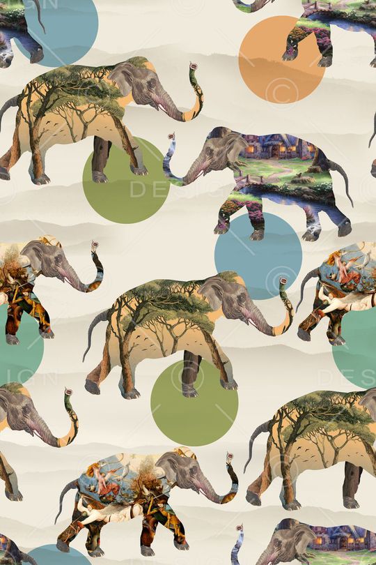 插画大象印花华亿平台图片