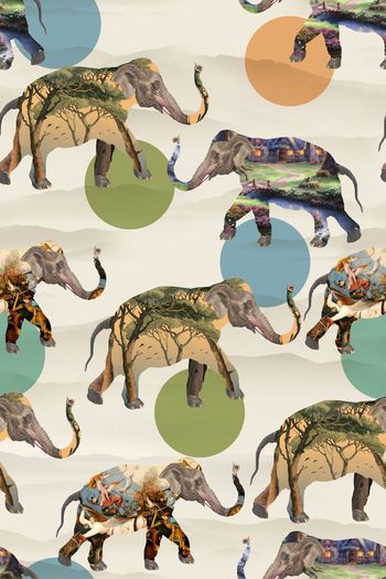 插画大象印花华亿平台图片