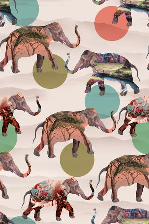 插画大象印花华亿平台图片