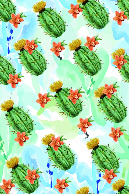 仙人掌印花华亿平台图片