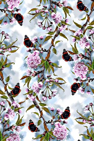 水彩花卉印花华亿平台图片