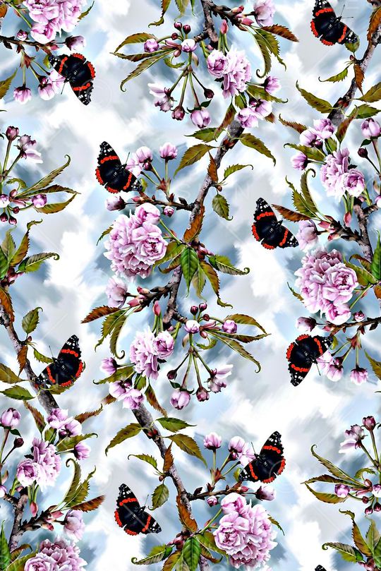 水彩花卉印花华亿平台图片