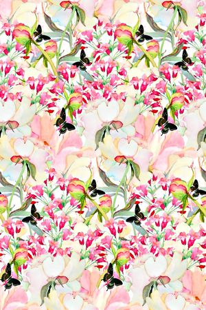 水彩花卉印花华亿平台图片