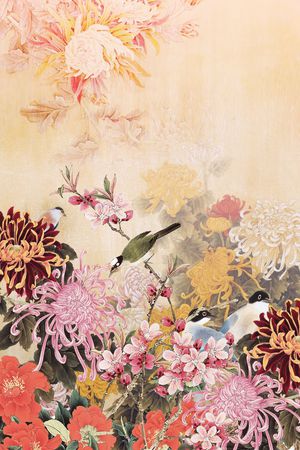 国画、复古花卉、旗袍印花华亿平台图片