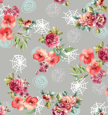 水彩花印花华亿平台图片