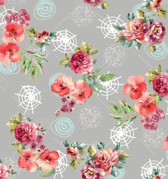 水彩花印花华亿平台图片