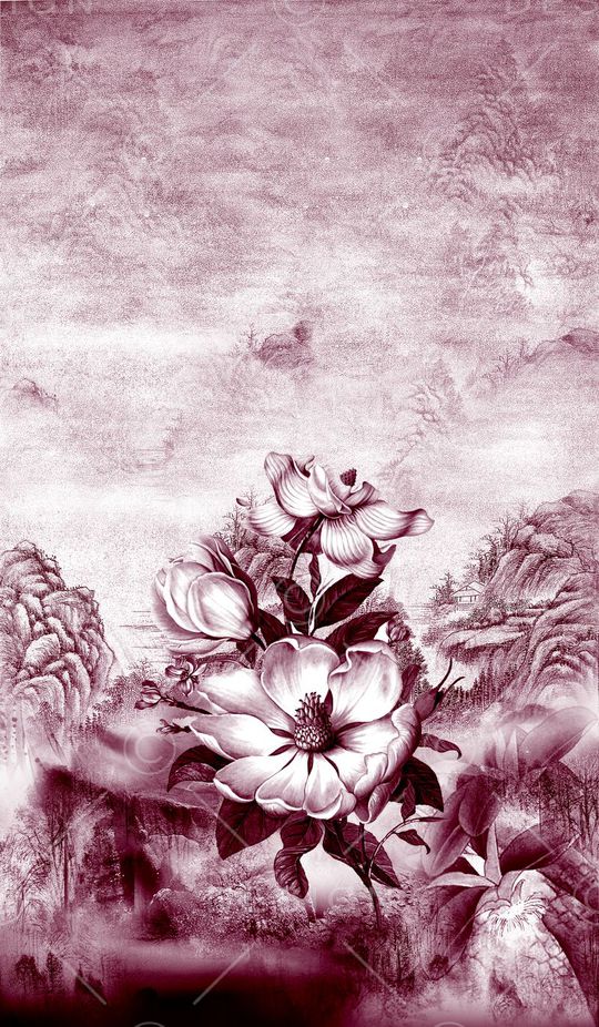 玉兰花印花华亿平台图片