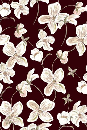 抽象手绘油画花卉数码印花印花华亿平台图片