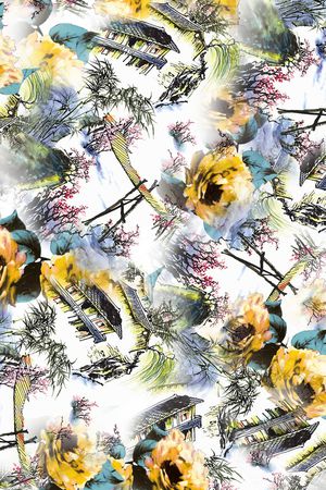 国画山水印花华亿平台图片