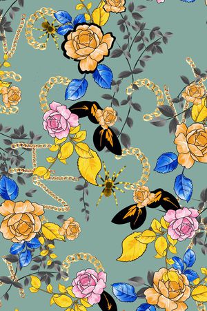 水彩花印花华亿平台图片