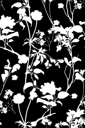 黑白花卉组合印花华亿平台图片