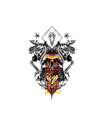 725221-欧式花纹老虎骷髅头暗黑系列-1