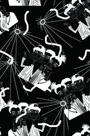 黑白漫画印花华亿平台图片