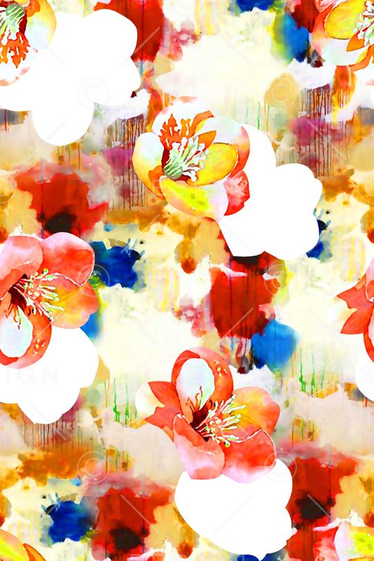 水彩花卉印花华亿平台图片