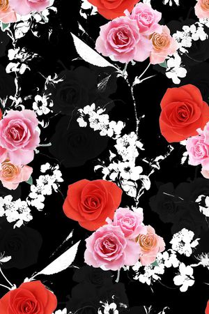 经典红黑复古组合印花华亿平台图片