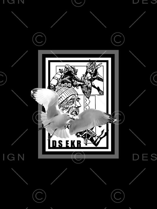 老人与鸟印花华亿平台图片