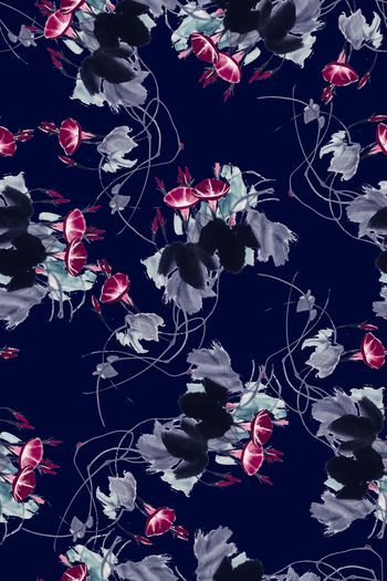 抽象手绘水墨画植物花卉数码印花印花华亿平台图片