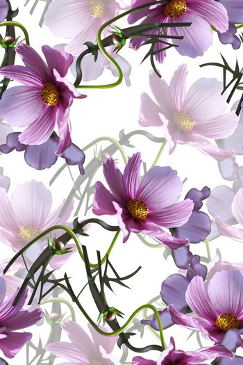 抽象手绘水彩画植物树叶数码印花印花华亿平台图片