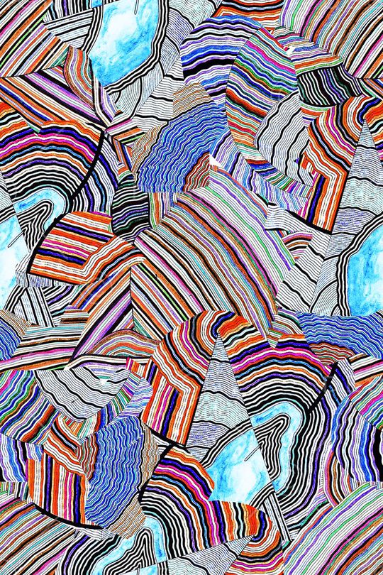 迷幻线条印花华亿平台图片