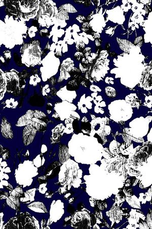 水墨花卉印花华亿平台图片