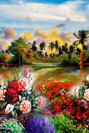 油画花卉印花华亿平台图片