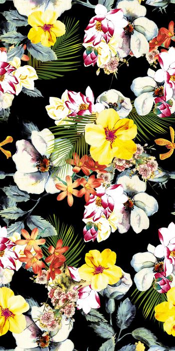 水彩花卉印花华亿平台图片