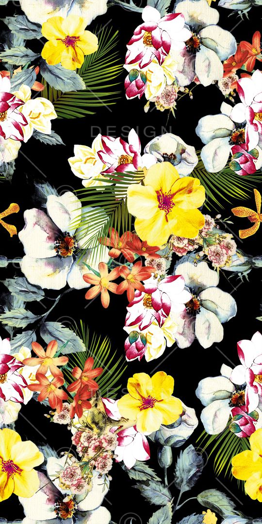 水彩花卉印花华亿平台图片